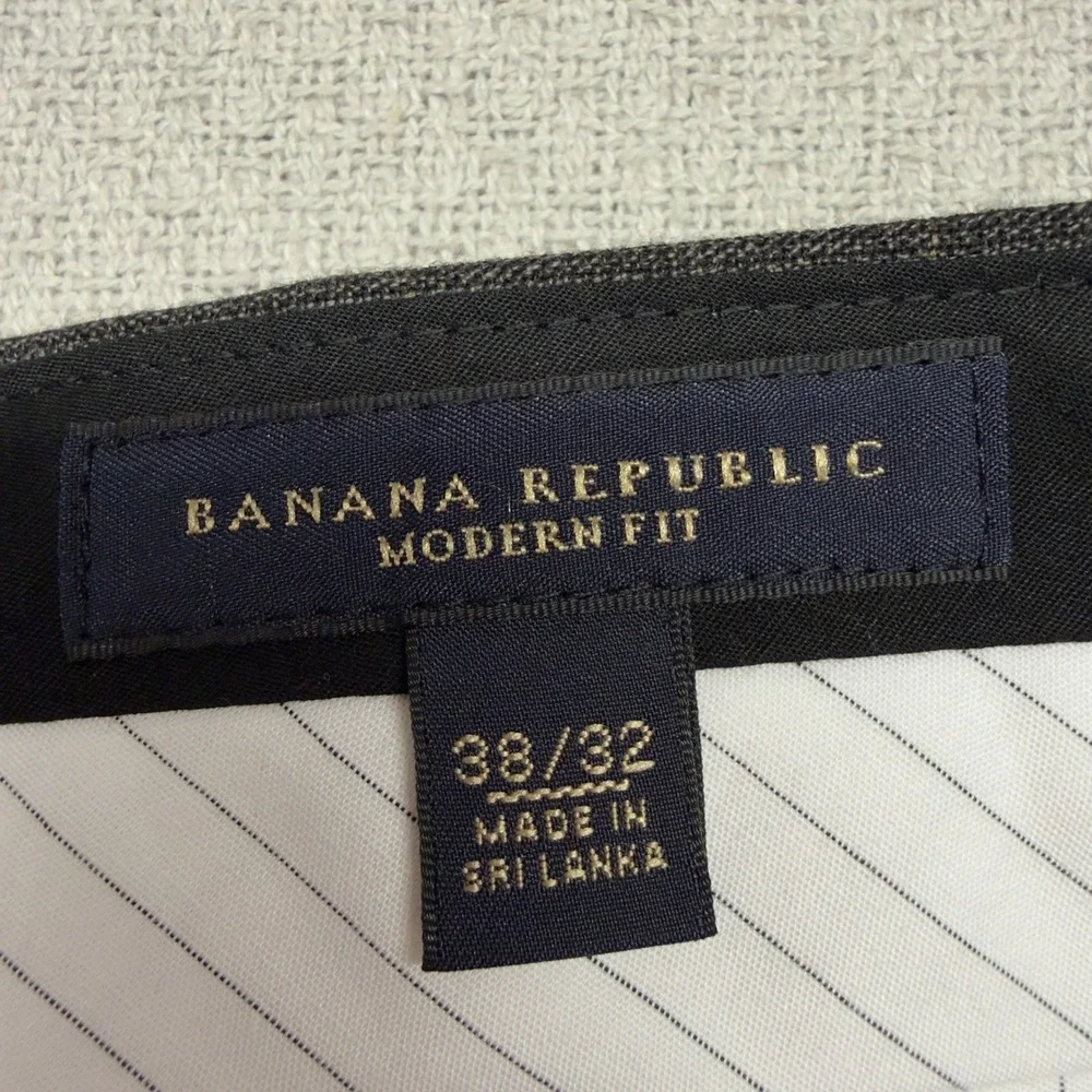 Banana Republic Pants Mens 38x32 Gray Check Wool Modern Fit Trousers Formal